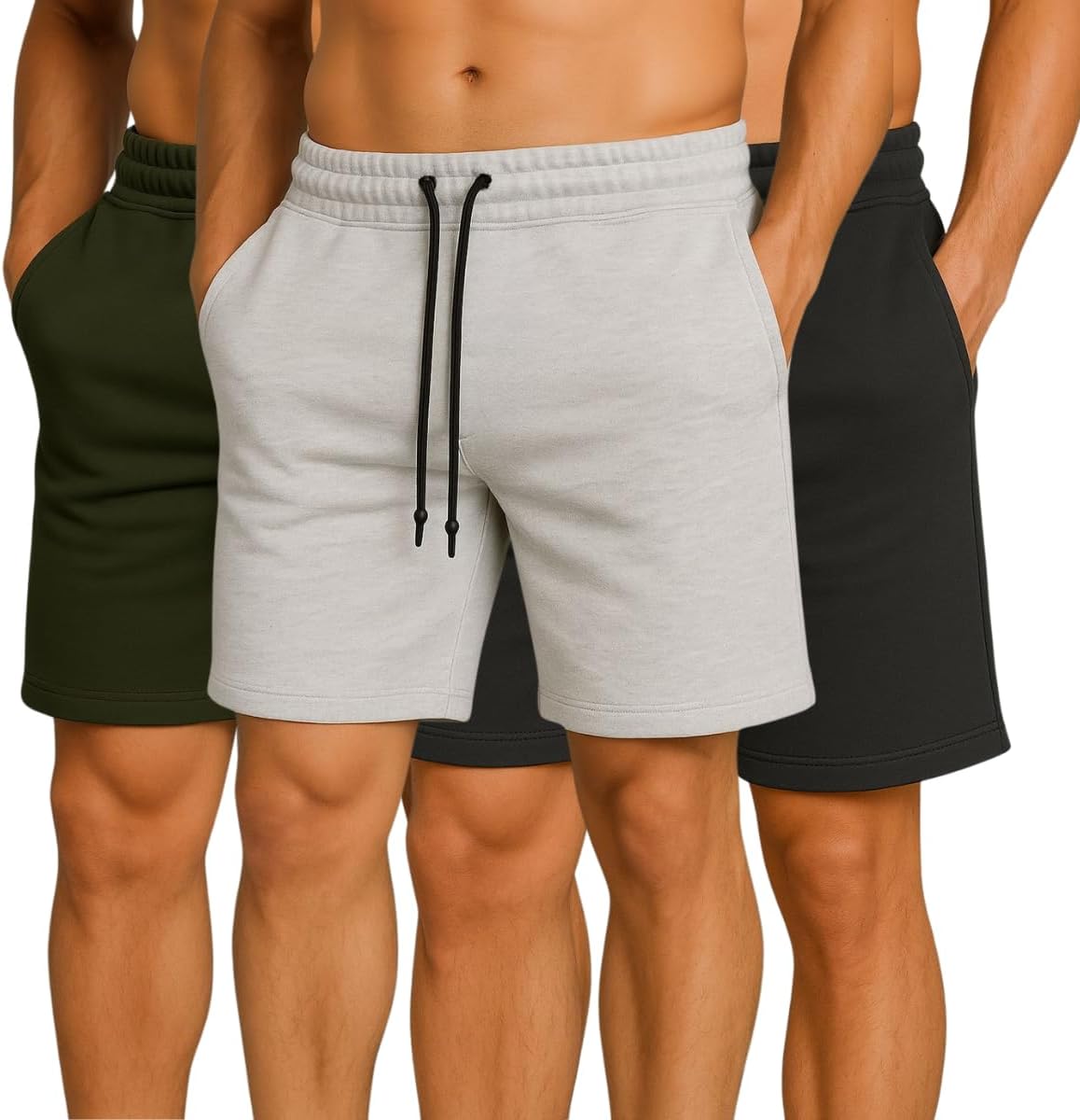 Kit 3 Bermuda Short Moletom Masculino Básica Casual Treino