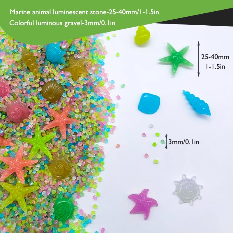 5 lbs of Luminous Gravel + 500 Ocean Luminous Stones | Luminous Decorative Stones | Suitable for Gardens, Fish Tanks, and Landscape Decorations