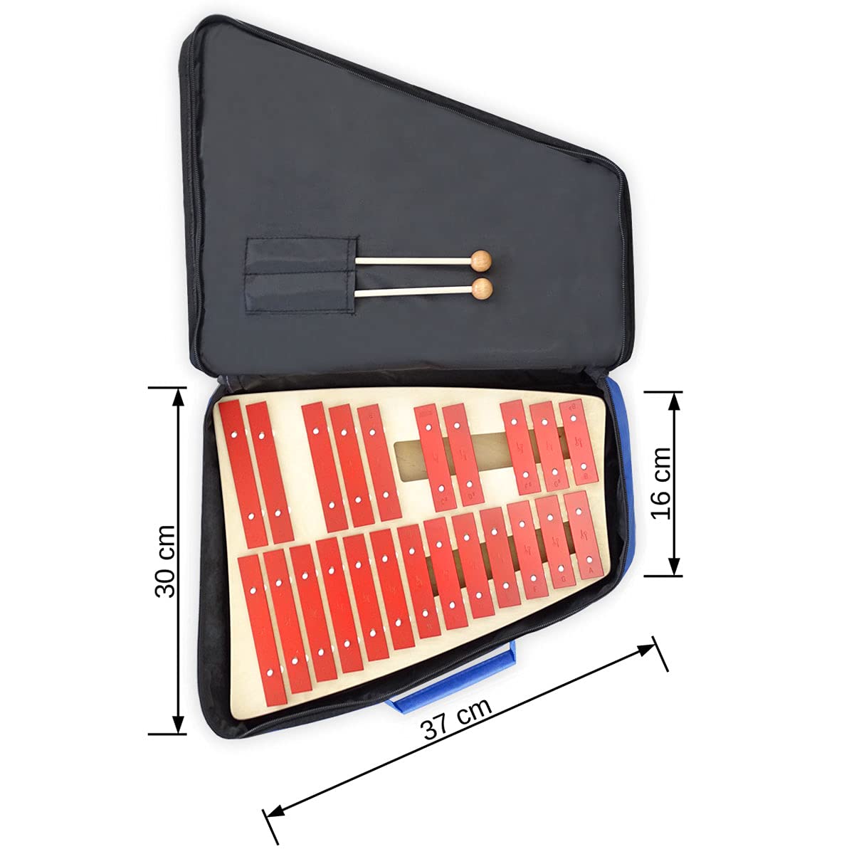 Sonor NG31 Alt Glockenspiel + keepdrum MB03 Tasche in Blau: Glockenspiel, 23 Töne, c2 bis b3, inkl. SCH 40 Schlägel, für Kinder, mit Tasche