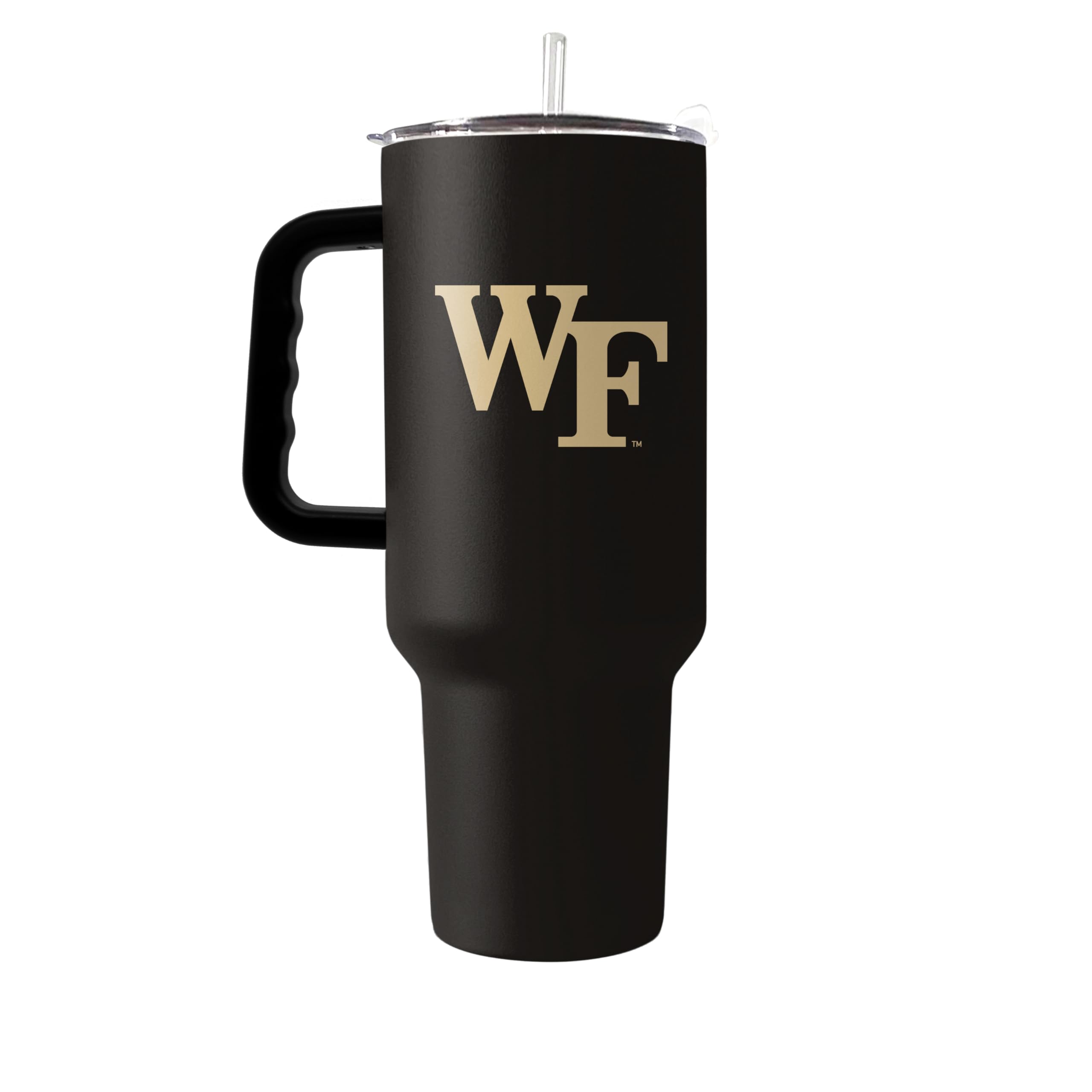 Logo Brands NCAA 40 oz Tumbler with Handle -Stainless Steel Insulated Travel Tumbler with Straw Lid – Powder Coated, Leak-Resistant, Keeps Drinks Hot/Cold – Great for Tailgating, or Everyday Use