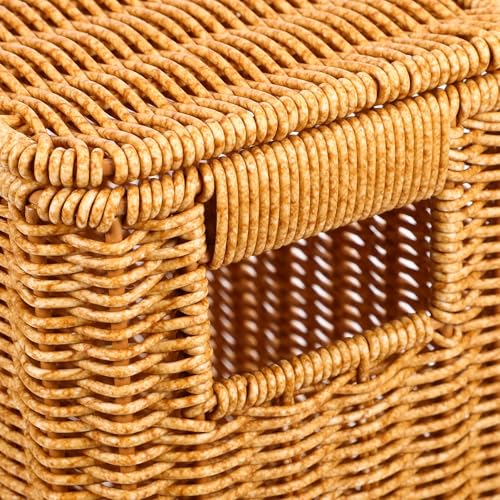 Cesta alta tejida con tapa y asa organizador de verduras 5