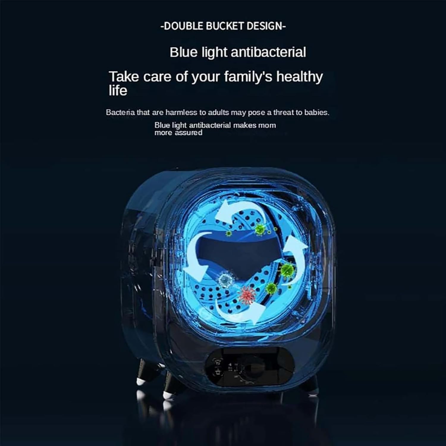 Mini Spin Dryer, Compact Tumble Dryer, Smart Drying, Pure Copper Motor 0.8 Kg Load Capacity, Hot and Cold Air Suitable for Clothes of Different Materials, 60℃ Constant Temperature for Home Use