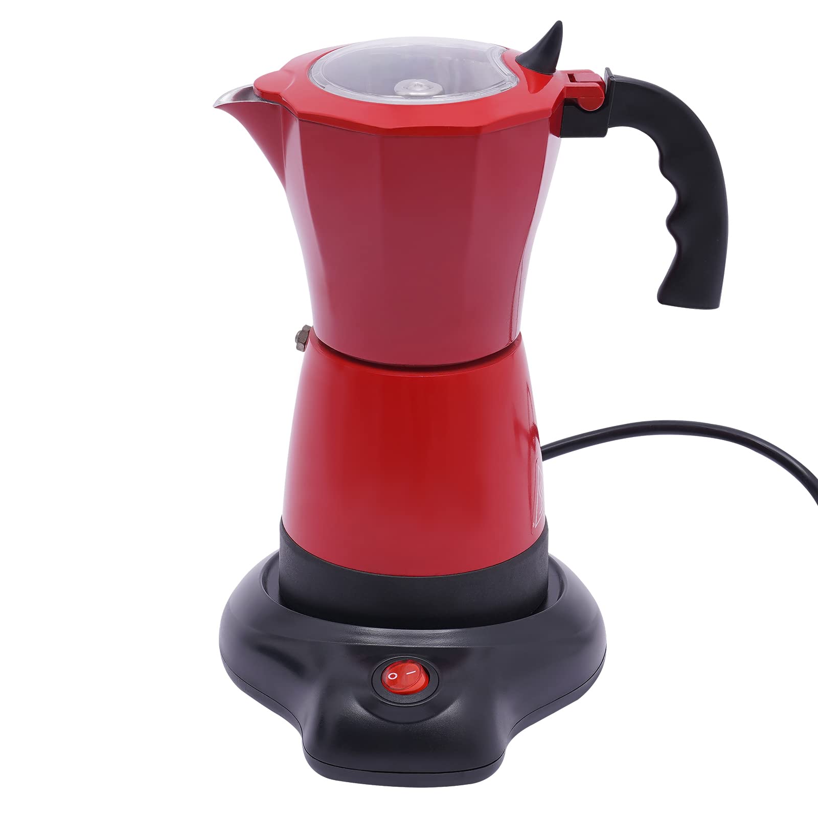 Caffettiera elettrica 300 ml, macchina per caffè espresso piccola e compatta per 1-6 tazze, Moka Pot con base girevole a 360°, ideale per casa, ufficio e viaggi