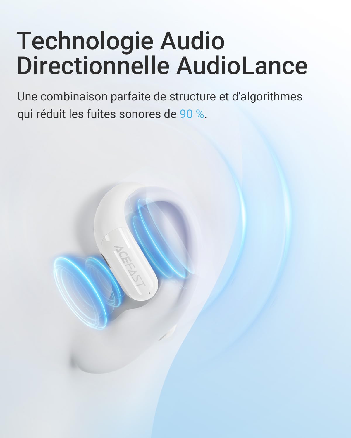ACEFAST AceFit Air Écouteurs Bluetooth sans Fil Sport Ultra Fin, 32 h d'autonomie, Son Puissant, Ajustement Confortable, Appels Clairs, Bluetooth 5.4, Contrôle Tactile, étanchéité IP54, Application