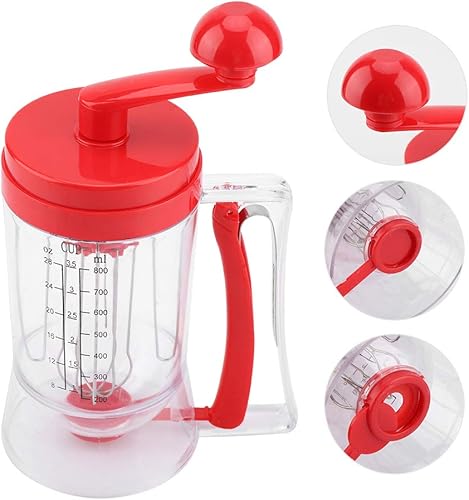 Miniatura 7 de Mezclador de masa para magdalenas, mezclador manual de masa, dispensador de masa para panqueques con tapa de batidor de manivela, suministros de