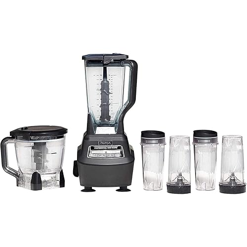 Ninja Mega Kitchen Belinding System BL770 Blender with Food Processor & 1500W Auto-iQ Blender Base, 72 oz Pitcher, 64 oz Food Processor Set, (4) 16oz Cup for Smoothies, Dough and More