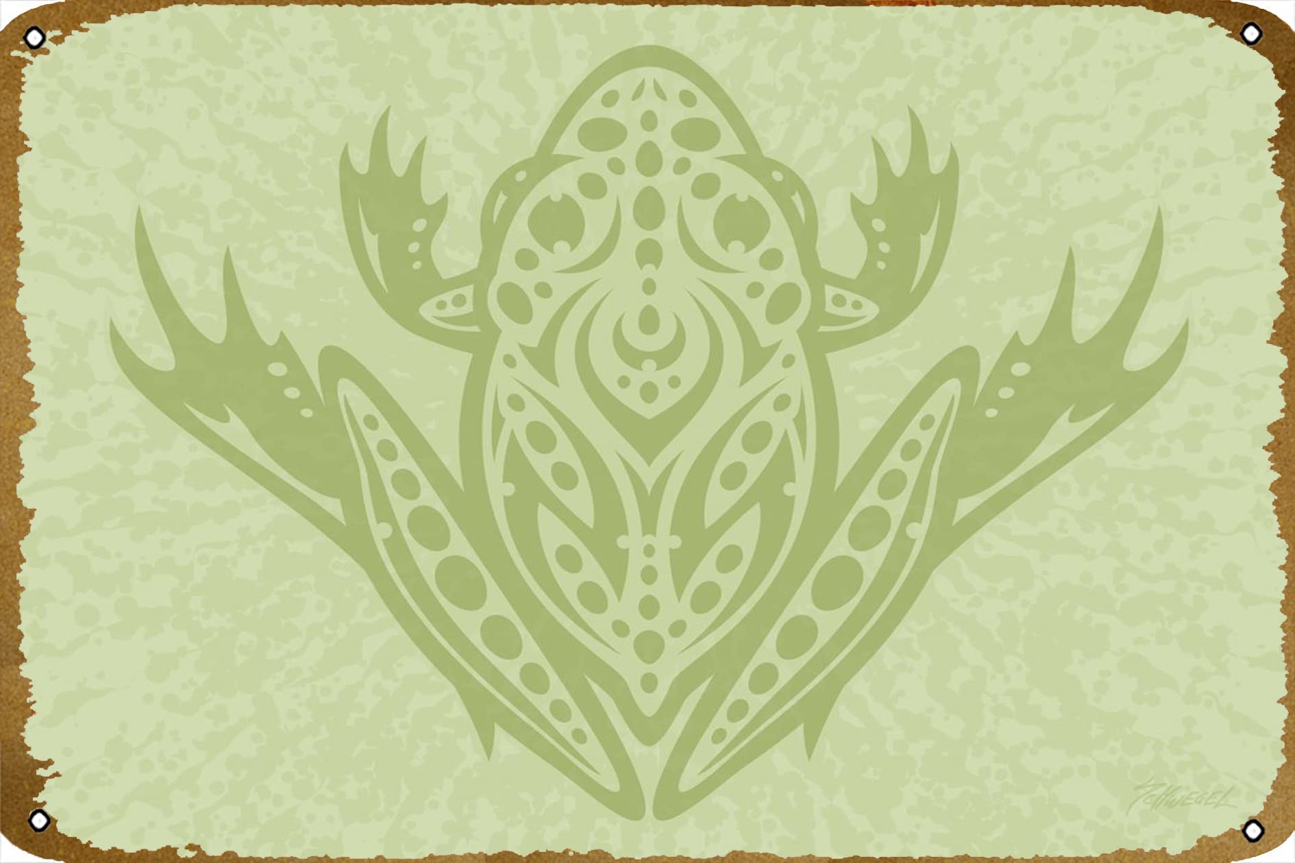 Tribal Leopard Frog poster Retro tin Sign Wall Art Decor Metal Sign Decoration Sign 8x12 inch