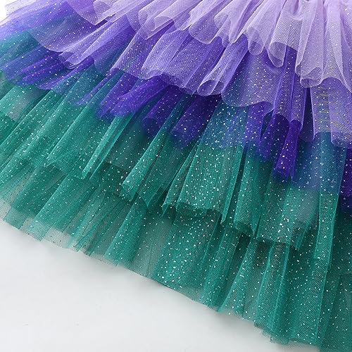 DXTON Girls Mermaid Summer Tutu Dress for Toddler Short Sleeve Party Dresses SH21183