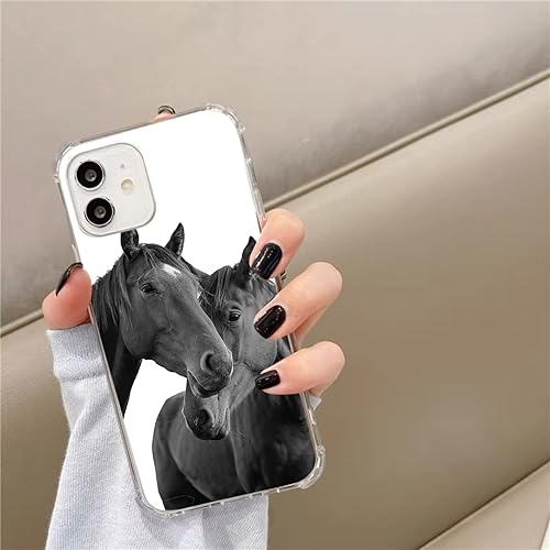 Miniatura 2 de Horse Lovers - Funda para iPhone 12iPhone 12 Pro, funda de animales de caballo negro genial, funda de TPU con compatibilidad de carga inalámbrica