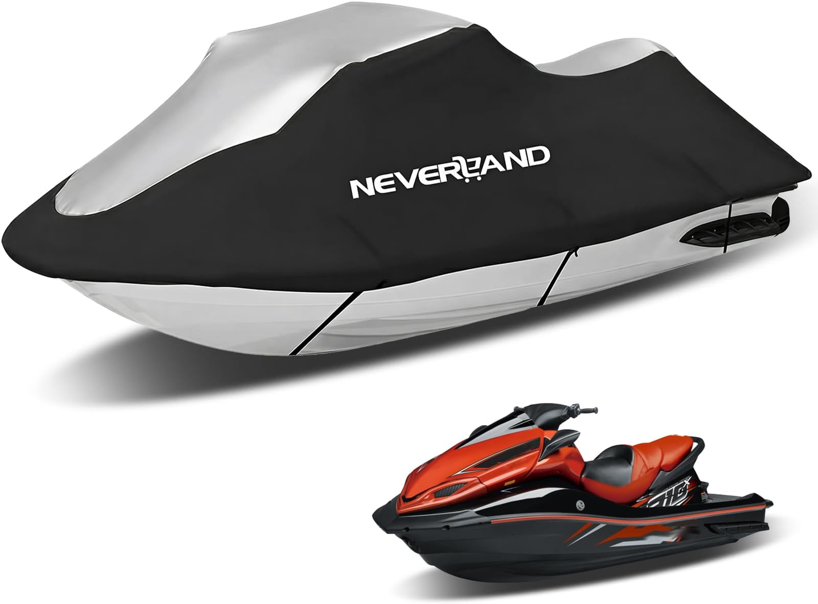 Jet Ski Cover Jetski Cover Compatible with Yamaha Seadoo, Trailerable Jet Ski Covers 2 3 Seater UV Resistant Waterproof Heavy Duty Jetski Covers with 2 Air Vents Suitable for PWC Lengths 115'' to 120"