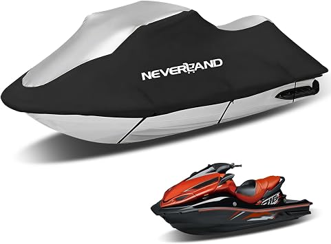 NEVERLAND Jet Ski Cover Suitable for 2 3 Seater Jetski Covers Heavy Duty Waterproof with 2 Air Vent Marine Grade UV Resistant Compatible with Yamaha Sea-Doo Lengths 135 to 145"