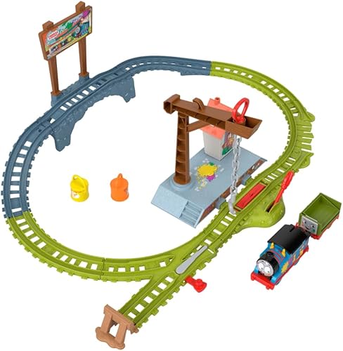 Thomas & Friends Juego de tren motorizado entrega de pintura con Thomas & Troublesome Truck alimentado por batería para niños a partir de 3 años