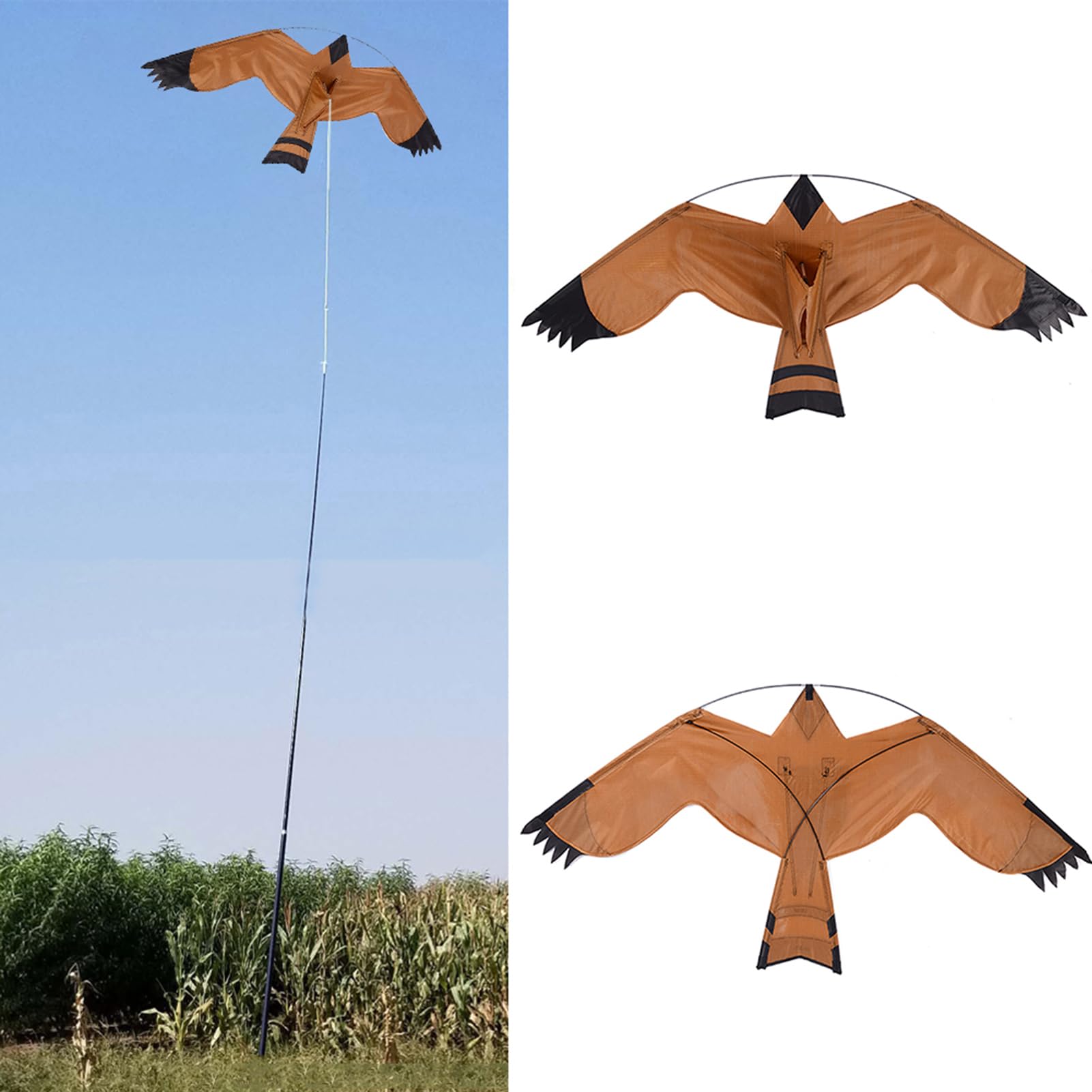 Bird Scarer Flying Kite, Reflective Bird Scarer Hawk Kite, Crops Farm Protector Eagle Kites, Animal Hawk Flying KiteBird Scarer, Birds Repeller Kites For Garden Backyard Lawn Farm Field, 125 * 60cm