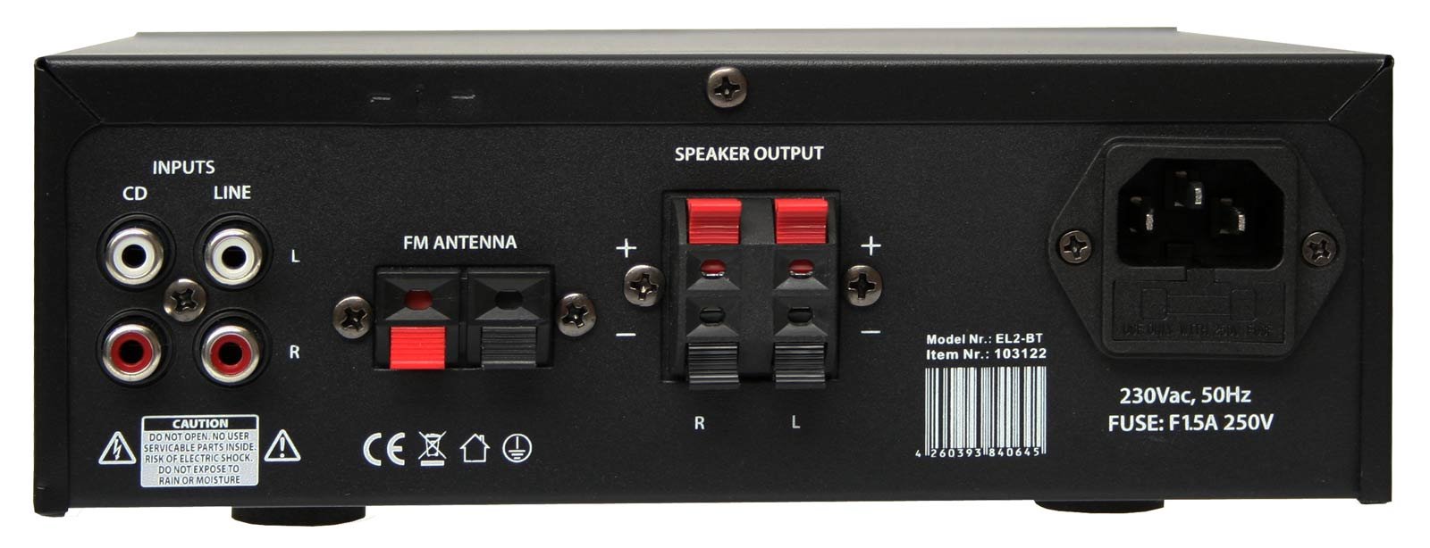 E-Lektron EL-2BT HiFi Stereo Class-D Verstärker mit Bluetooth/FM-Radio / MP3 / Karaoke