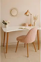 Escrivaninha MDF com Pés de Madeira, Mesa de Estudo Compacta para Home Office e Quarto(Off White)