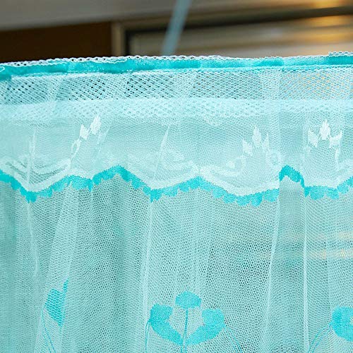 Hanging Princess Mosquito Netting Children Bedroom Luxury Round Lace Canopy with Butterfly Decor (Aqua Green)