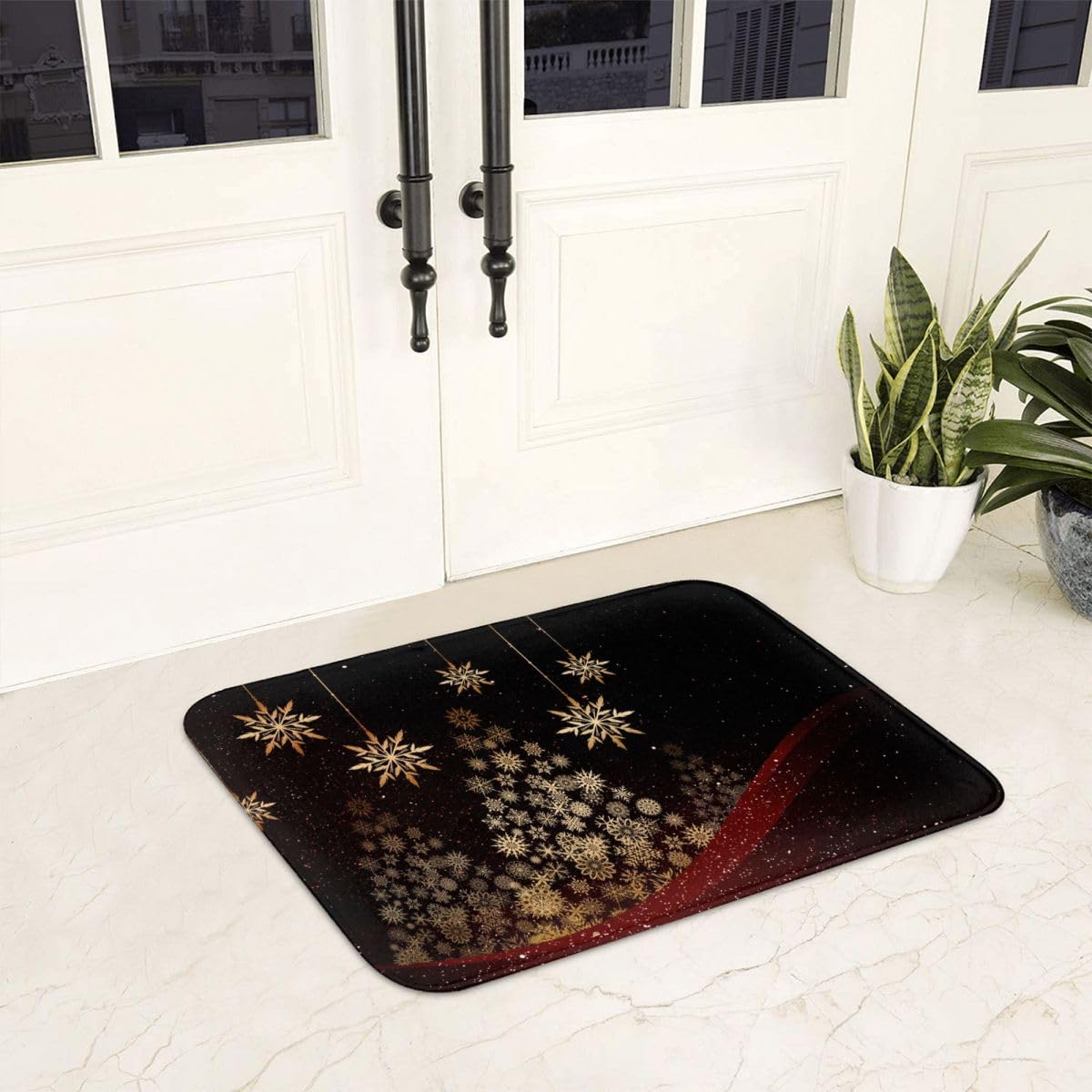 Felpudo Entrada,Copo de Nieve Alfombra Absorbente Entrada Impermeable y Lavable para Atrapar,80 * 120cm Alfombrilla Antideslizante,Pasillo,Cocina,Dormitorio Felpudo de Entrada