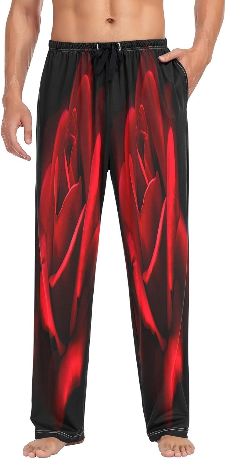ALAZA Blooming Rose Flower Close Up Men's Pajama Pants Men Cotton Pajama Bottoms with Pockets, S