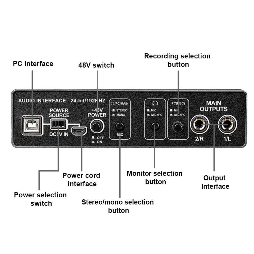 Q-22 Interfaccia Professal Scheda audio portatile USB Computer Arranger Scheda audio Live