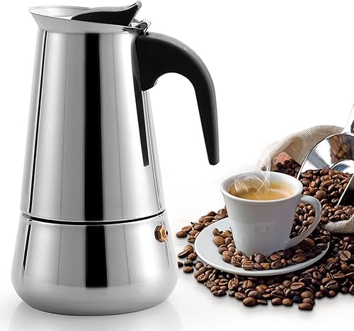 Cafetera de acero inoxidable, tipo goteo, gran capacidad para la gran familia, hogar, oficina, campamento, trabajo con estufa de cerámica eléctrica,