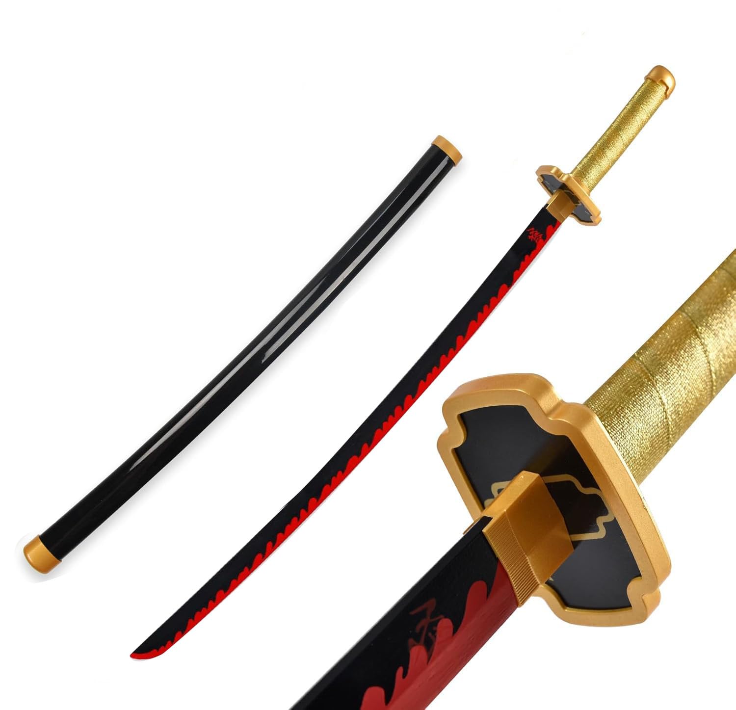 Demon Sword 41 Inch, Bamboo Samurai Katana , Anime Original Texture Style Cosplay Sword, Collectible Replica for Halloween Fancy Costume Party Dress Fans Gift (J-Yoriichi)