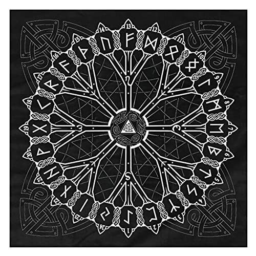 Tapis De Tarot Divinatoire De Table - 49X49CM Nappe De Tarot Divinatoire En Flanelle Arbre De Vie Noir Tapis De Cartes À Jouer Tarot - Accessoires De Jeux De Cartes Tarots Pour Décoration Intérieure Cover