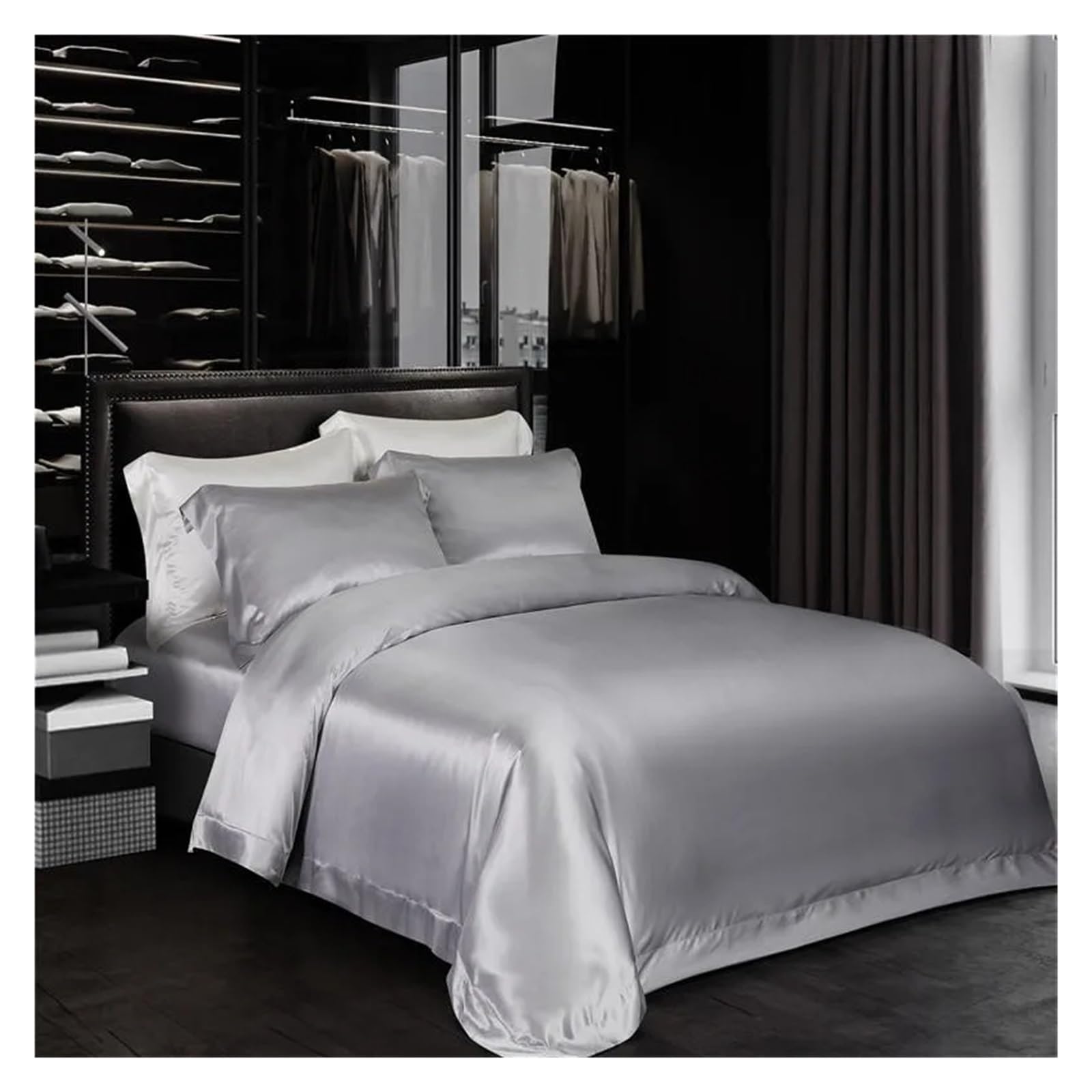 Sbcgfy A Duvet Cover Sets, Red Top Grade Mulberry Silk Duvet Cover,Both Sides Nature 1Pc 2Pc Pillowcase,-Queen Size 1.8M Bed 4Pcs