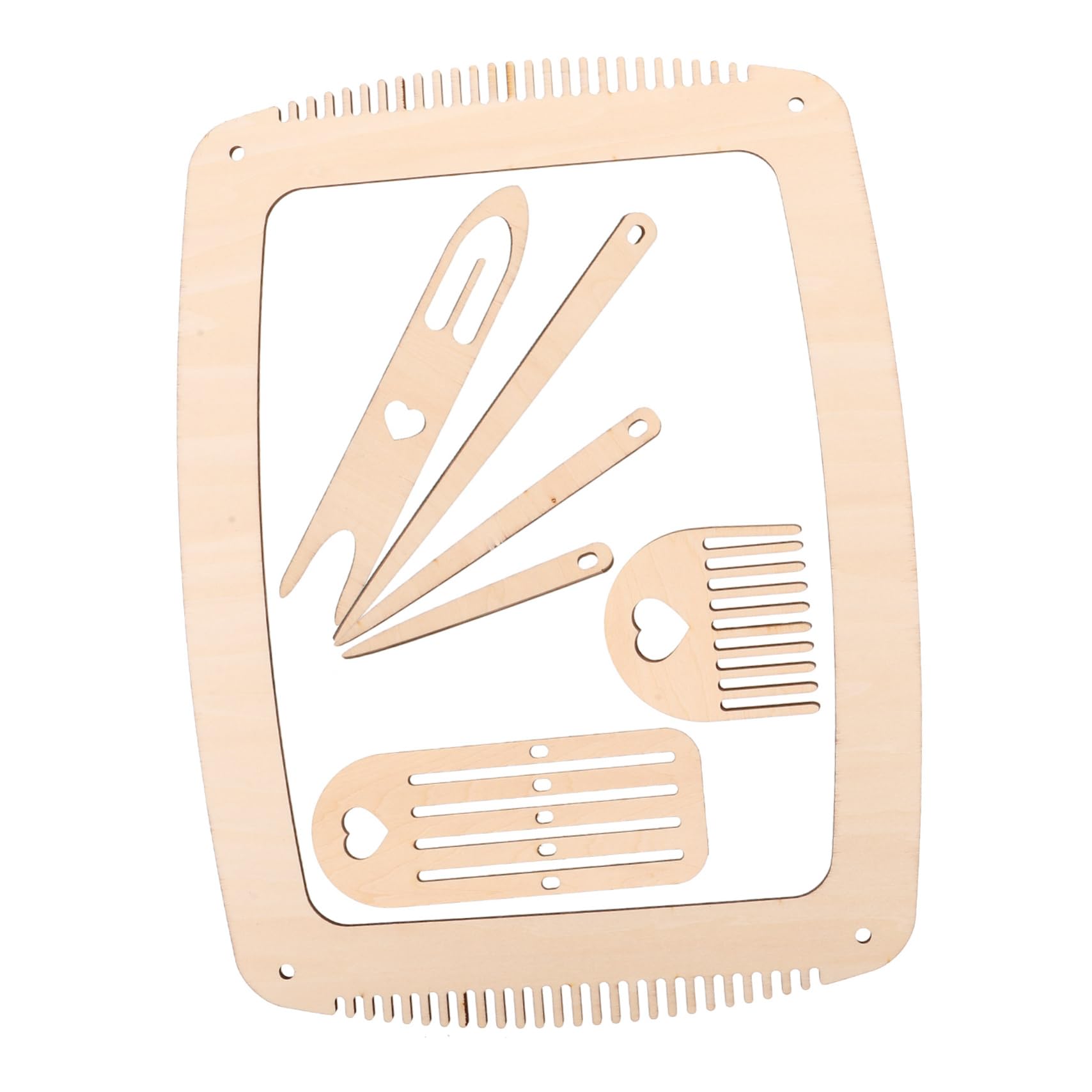 SHINEOFI 2 Juegos conjunto de máquina de tejer kit tejer principiantes telares de madera agujas crochet fabricación de tapices herramienta de tejido bobina de madera punto puntiagudo Beige