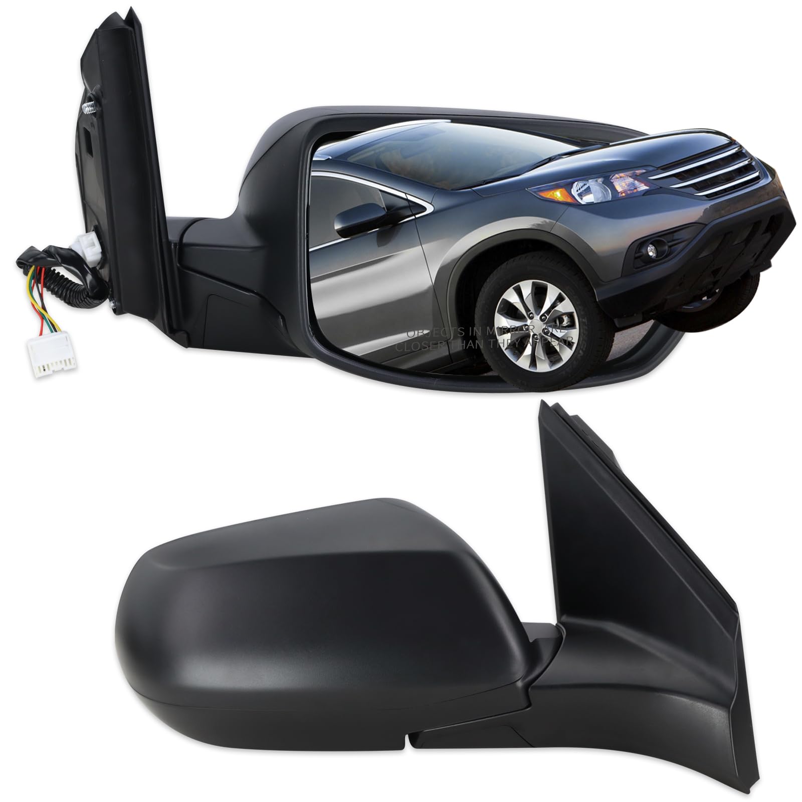 Photo 1 of Lqito Right Passenger Side Door Mirror Compatible With 2012 2013 2014 2015 2016 Honda CRV CR-V With Manual Folding Power Glass Heated Black Replace#76208-T0A-A21(5Pins)