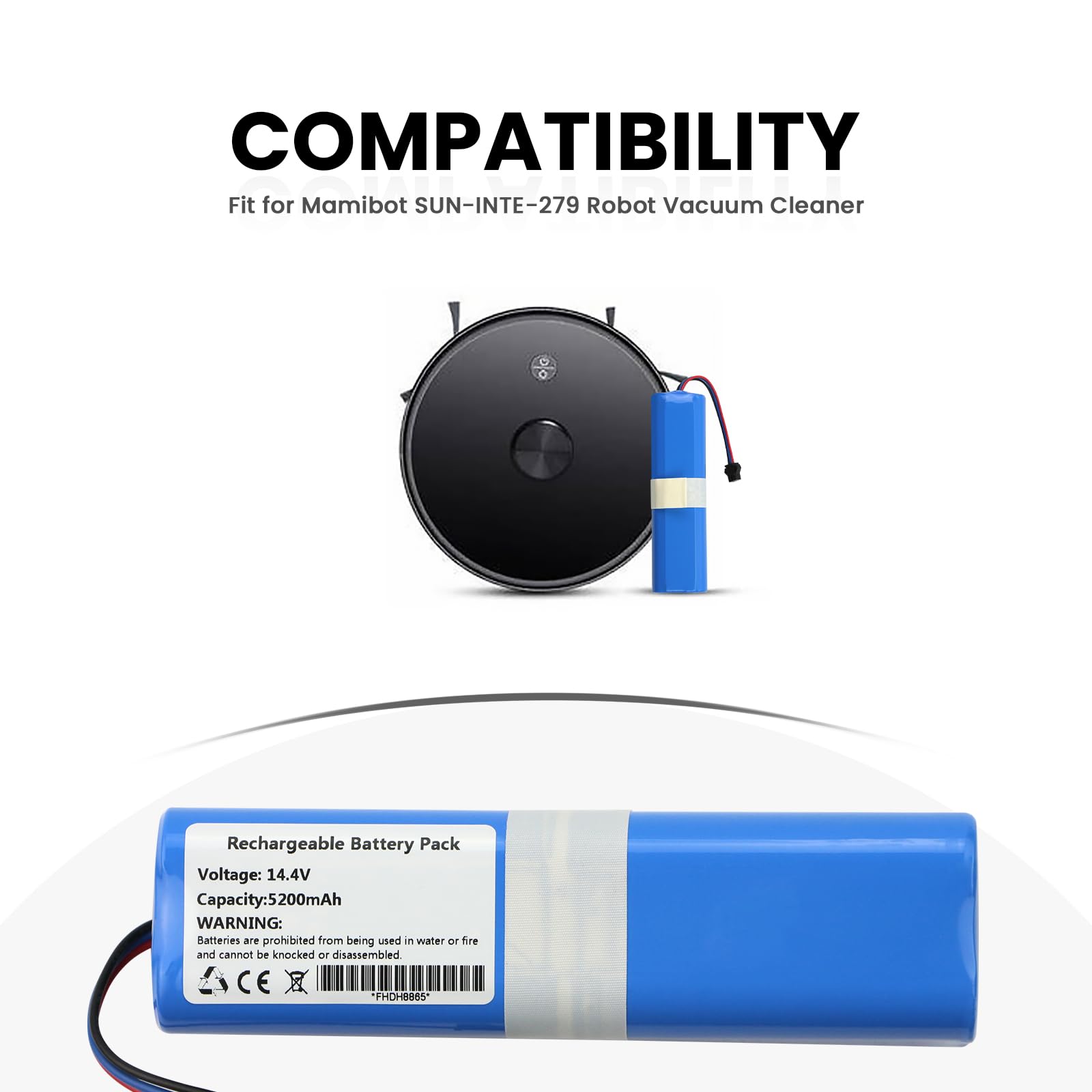 ANTIEE Vacuum Cleaner Batterie pour INR18650 M26-4S1P Robots ECOVACS 2349 4INR19/66 avec Aspirators 14.4V 2800mAh