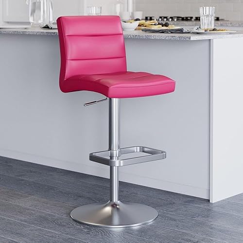 Miniatura 2 de Zuri Furniture Lush - Taburete giratorio sin brazos de altura ajustable magenta con base de acero cepillado Magenta,Blanco,Marrón,Verde