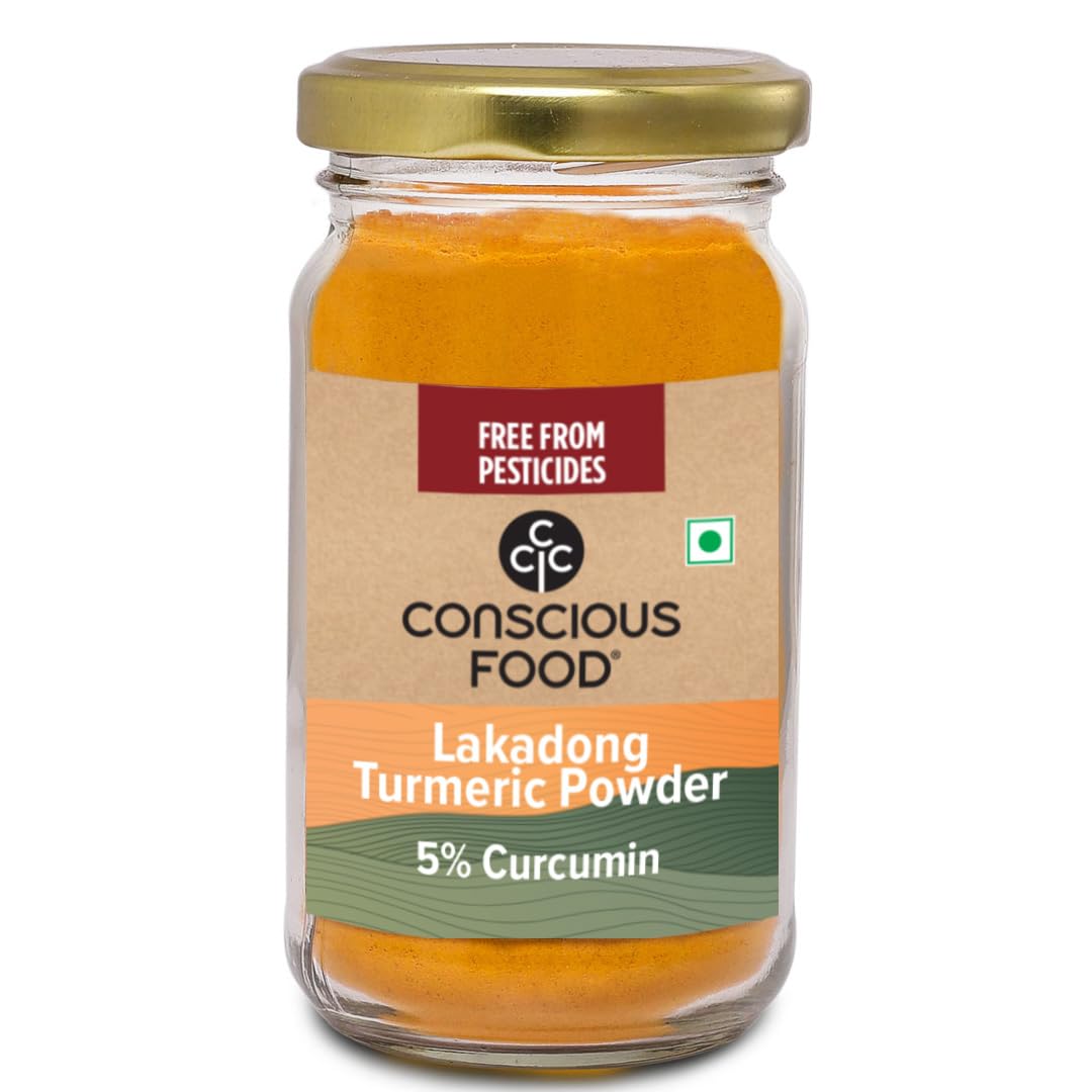 Conscious Food Lakadong Turmeric | 100g | High Curcumin Content | Natural | Antioxidant & Anti-Inflammatory | Iron-Pounded | Pure Haldi Powder