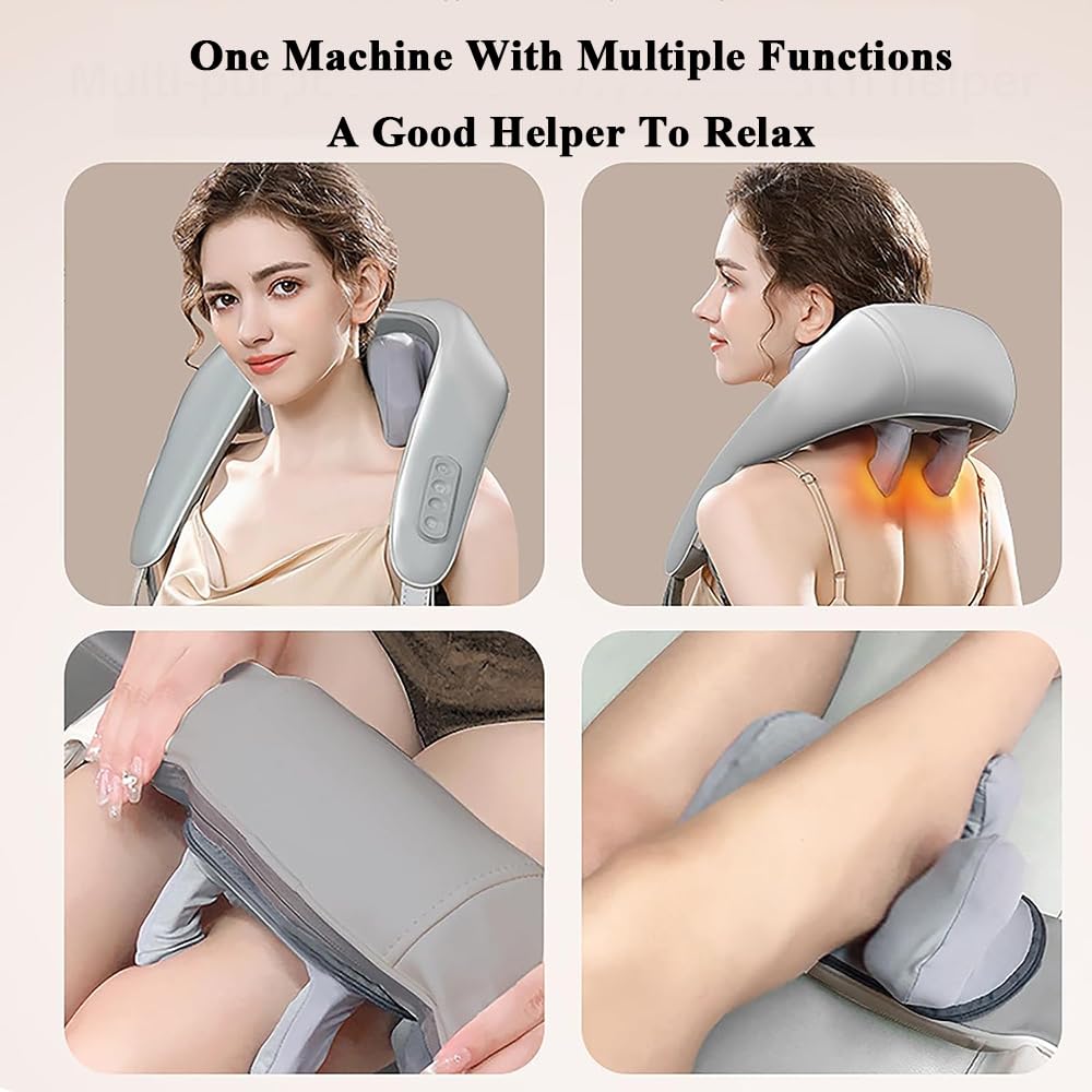 2023 último masajeador de Cuello Goletsure, masajeador Shiatsu de Cuello y Espalda, Masaje Manual simulado 5D para aliviar el Dolor de Tejido Profundo,Grey