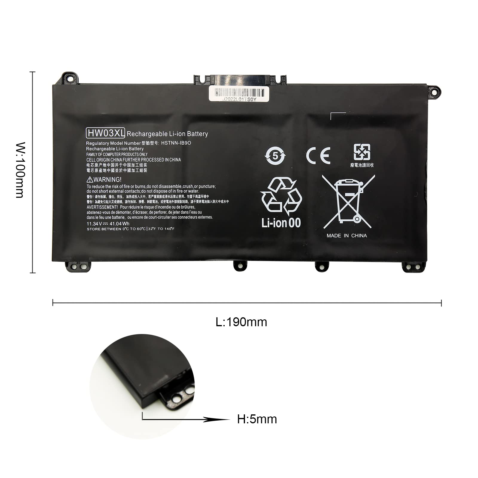 BLESYS HW03XL L97300-005 Batteria pour HP 255 G8 255 G9 470 G9 470 G8