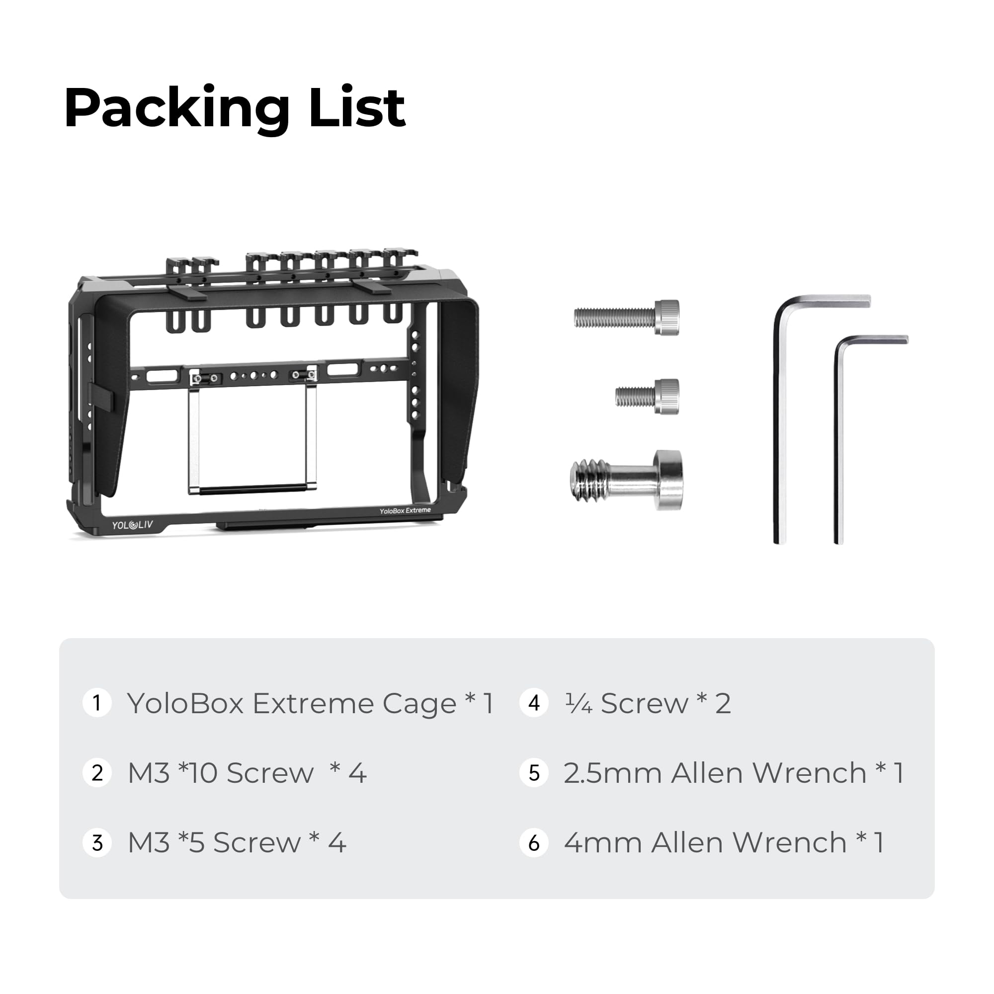 YoloLiv YoloBox Extreme Cage – Cage de Protection en Aluminium avec Supports pour Griffes, Filetage 1/4", Pare-Soleil à dégagement Rapide