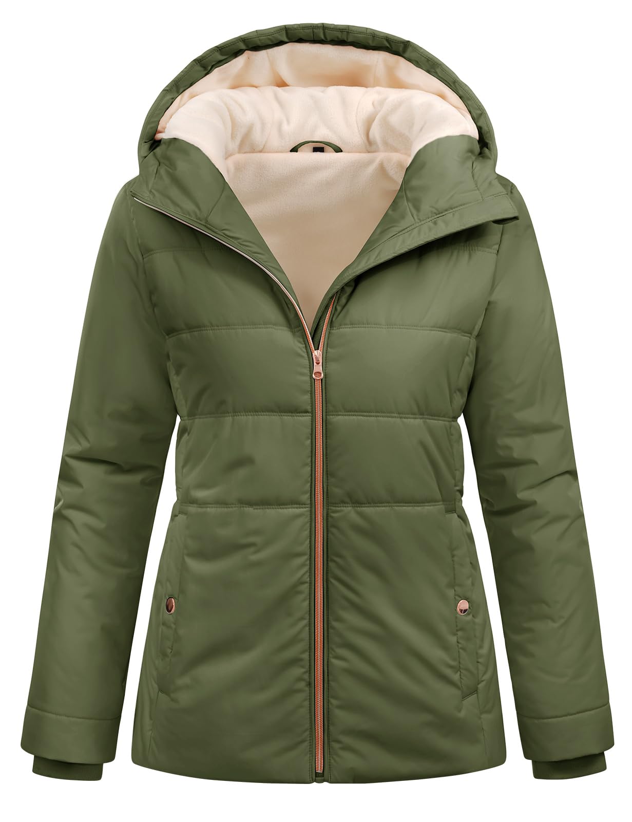 Vancavoo Winterjas voor dames, korte jas, sweatshirt met capuchon