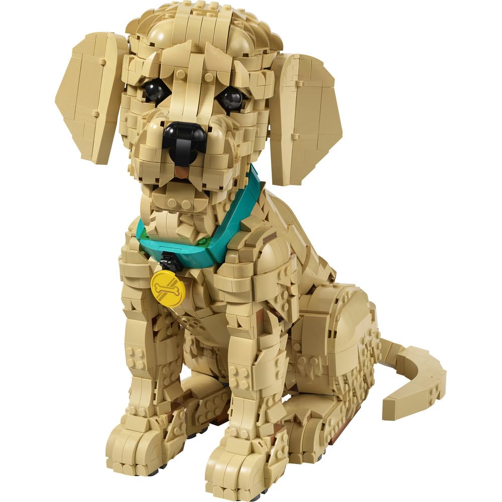 LEGO Icons Szczeniak golden retriever 11384 | Figurka psa z klocków, zestaw konstrukcyjny dla dorosłych, prezent dla miłośnika psów, dla mężczyzn i kobiet, 2102 elementy