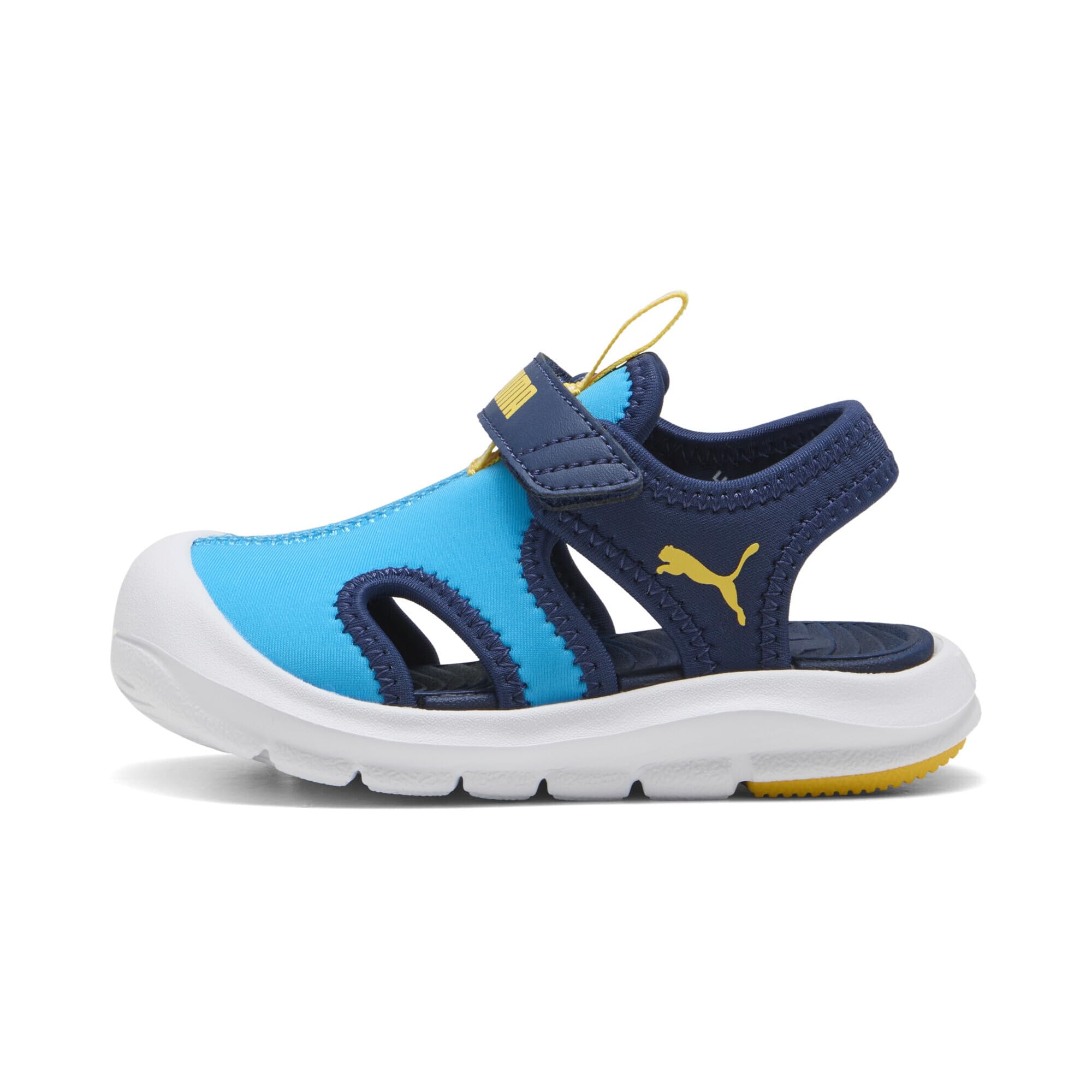 PUMA Fun Racer Sandal V INF, Slide Unisex bebé, Speed Blue-PELÉ Yellow, 19 EU