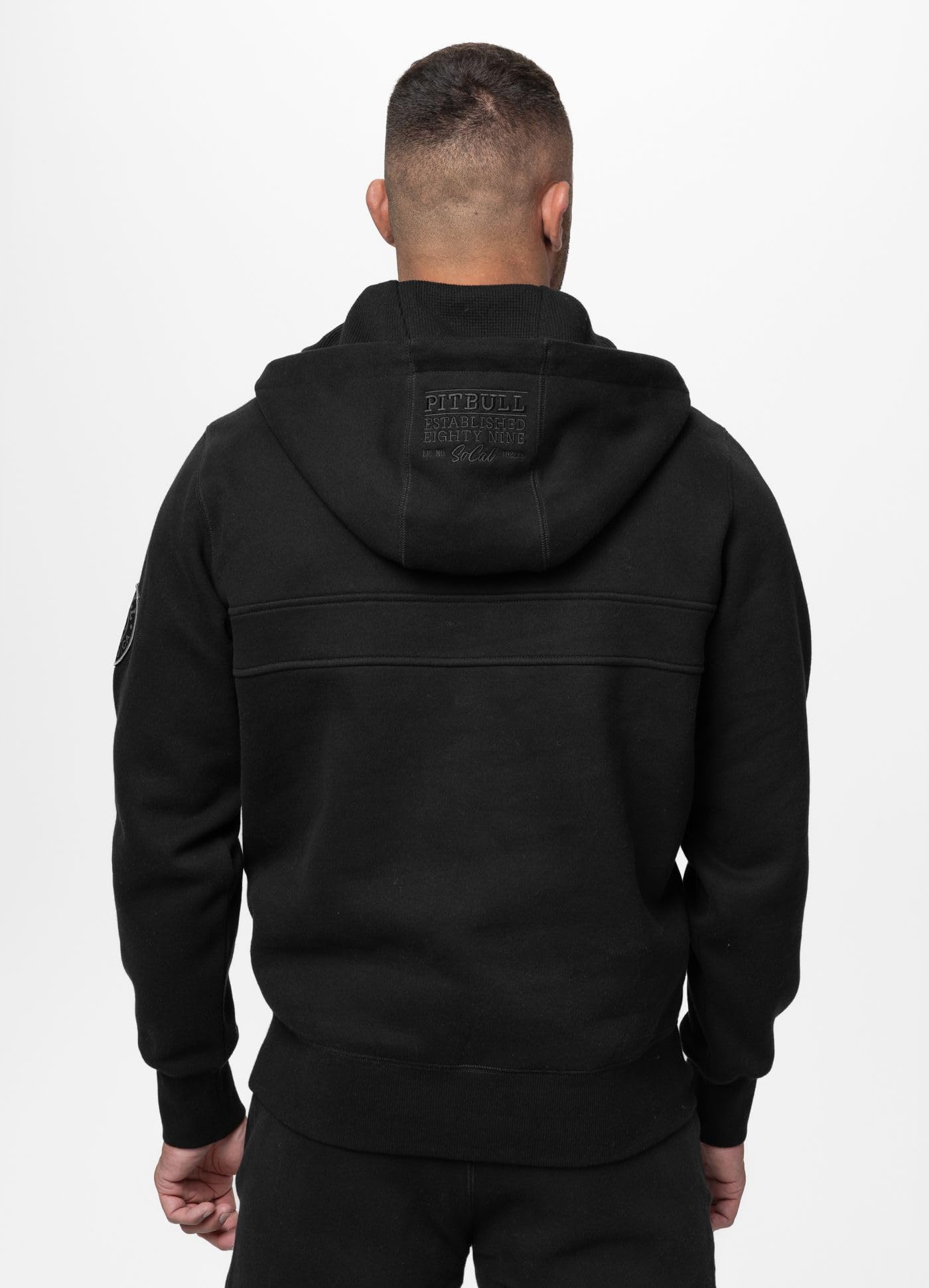 PITBULL Gibson męska bluza z kapturem – męska bluza z kapturem Regular Fit, dwukolorowy wzór w bloki, ciepły sweter rekreacyjny bawełna poliester, sportowy sweter z zamkiem błyskawicznym i kieszeniami