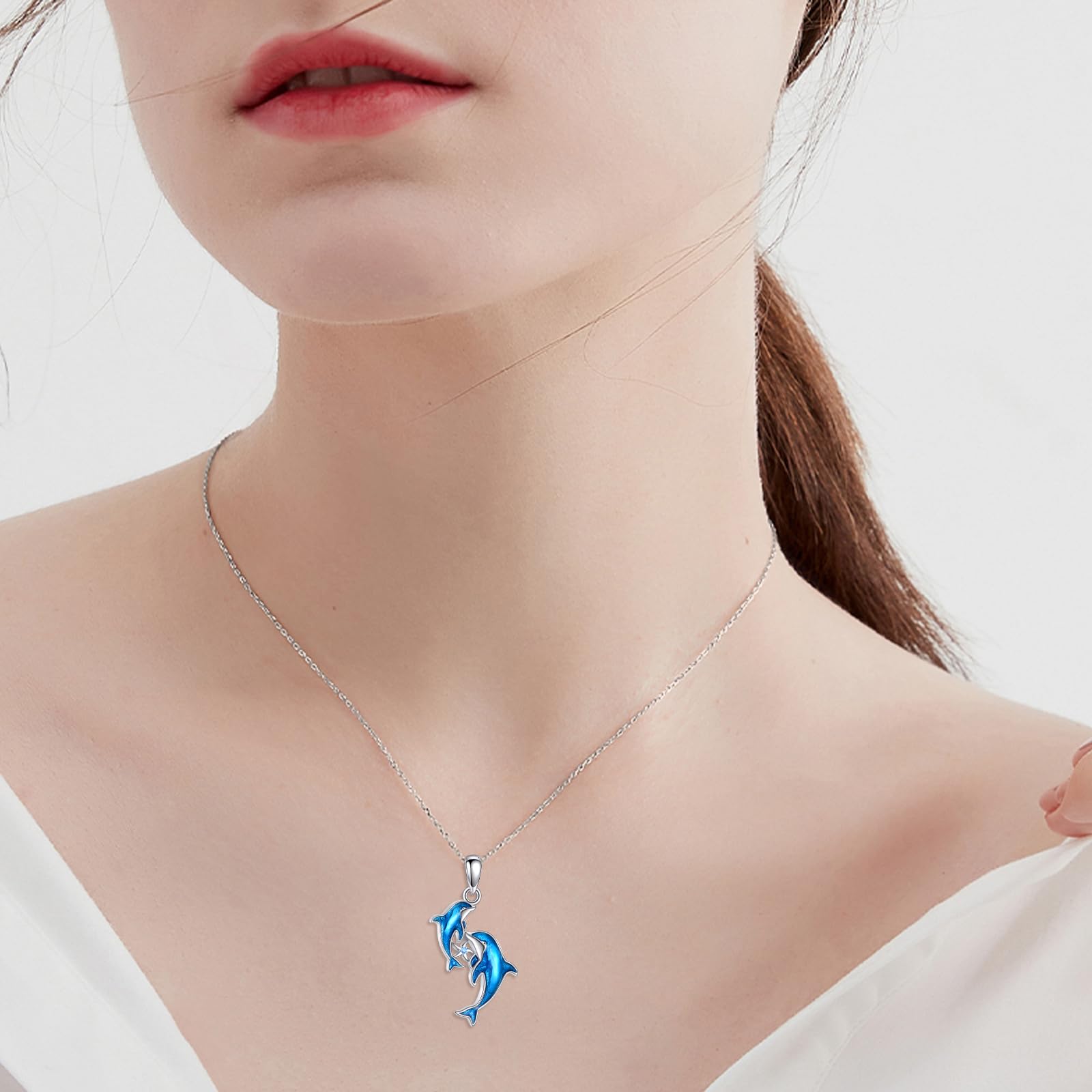 YFN 925 Sterling Silber Delfin Halskette – Elegante Meerjungfrau Anhänger Kette für Frauen – Perfekt Geschenk für Muttertag