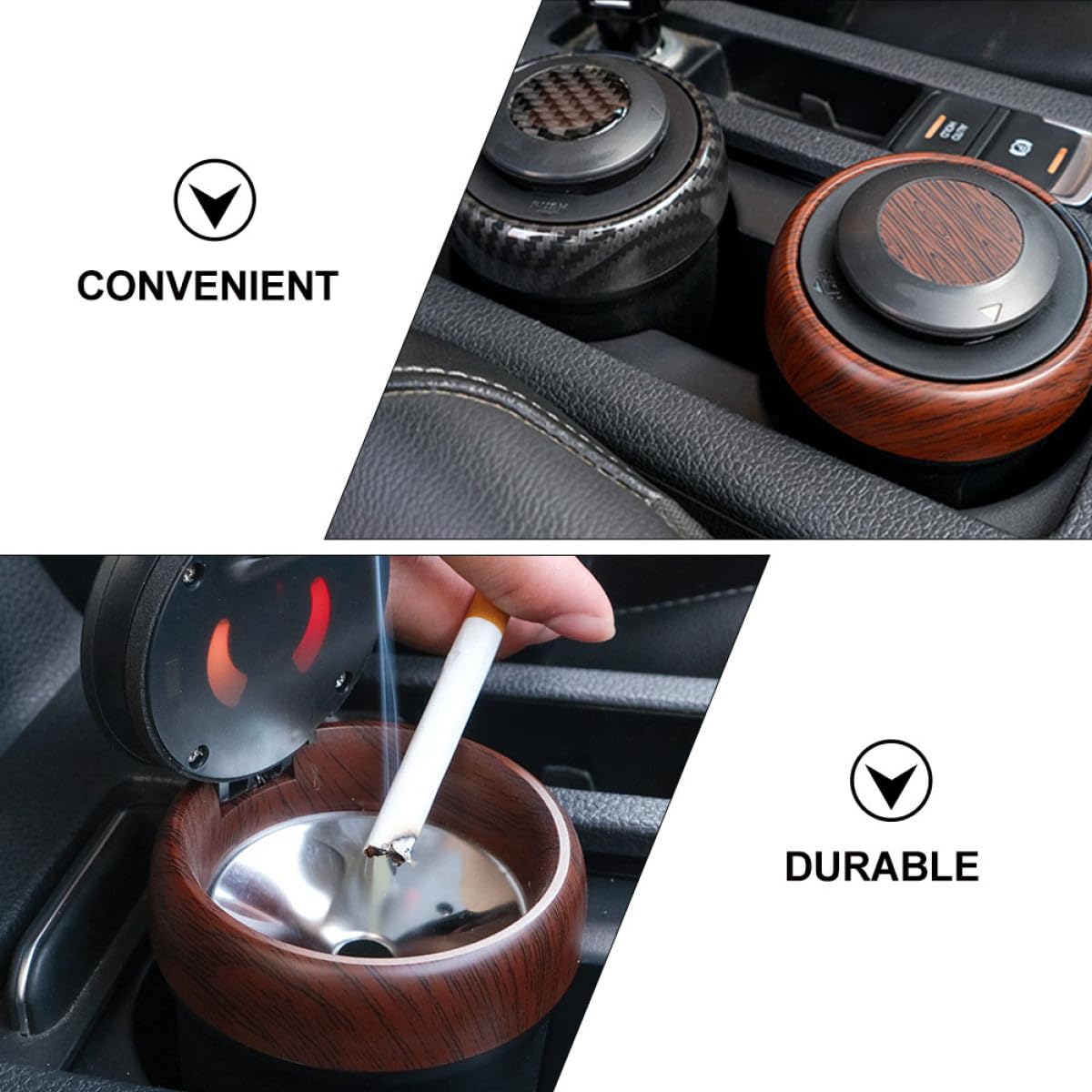Toyvian Cendrier de Voiture Détachable avec Couvercle, Lumineux et Automatique en Abs et Acier Inoxydable, pour Bureau et Automobile