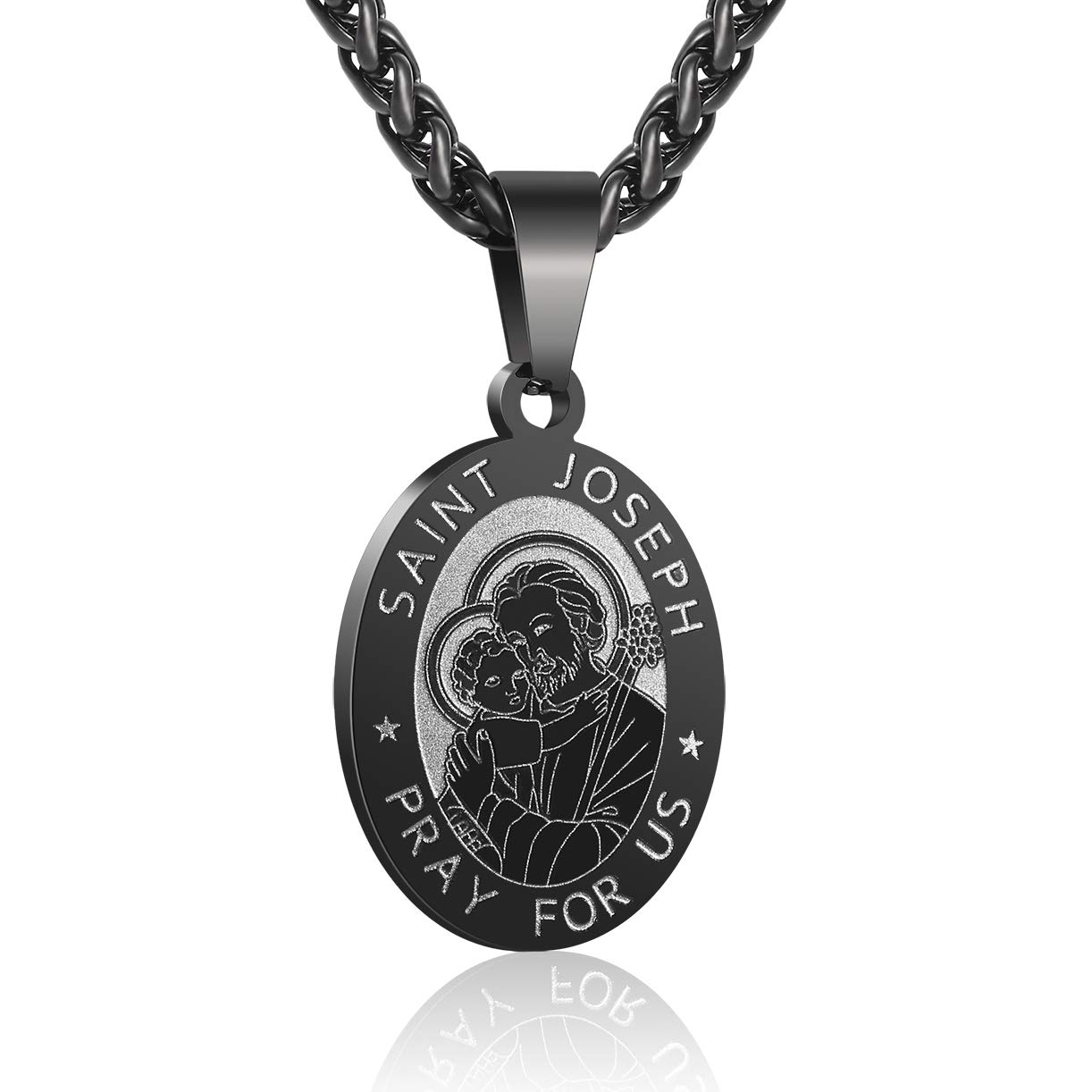 RS Saint St Michael/Christopher/Jude/Benedict/Joseph/Anthony Medal Necklace for Men Boys 24 In Religious gifts