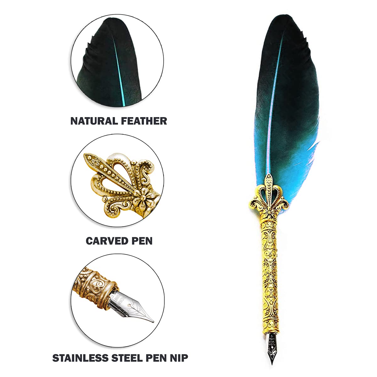 Buy Feather Quill Pen and Ink Set Calligraphy Dip Pen Set with
