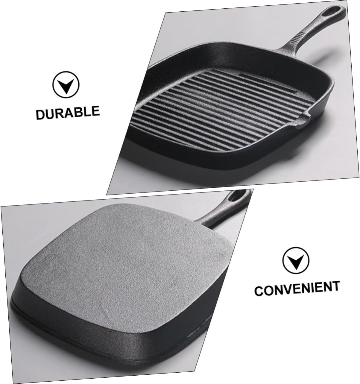 ABOOFAN Non-stick Square Steak Frying Pan Cast Iron Grill Pan for Stove Top Outdoor Grill Fry Lid