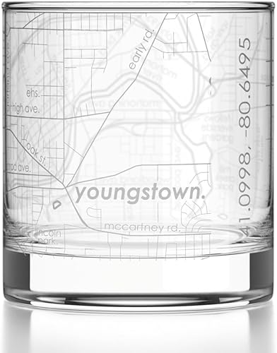 Miniatura 77 de Well Told Vaso de whisky grabado con mapa de Charleston, Carolina del Sur, vaso de rocas estilo antiguo (11 oz, transparente), vaso de whisky