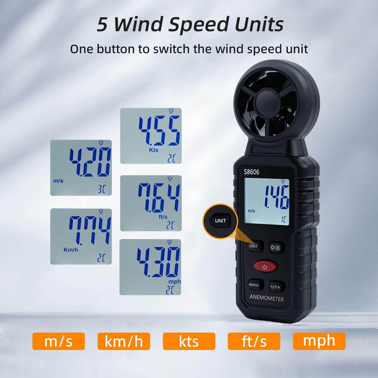 Mcbazel 3 in 1 Handheld Digital Anemometer Wind Meter,High Precision Wind Speed Measuring - Image 4