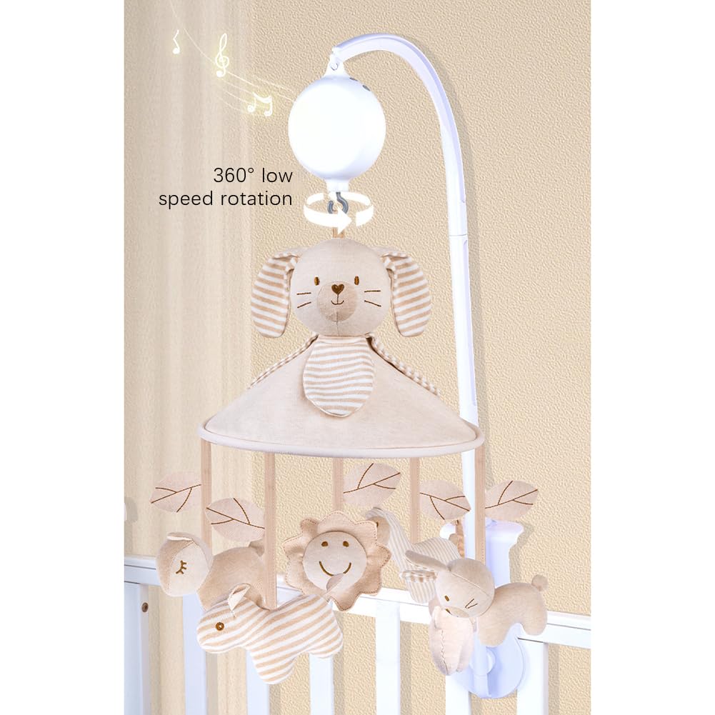 Mobile Musical Lit Bébé, Mobile De Berceau D’animal, Mignon Ours en Peluche Cloche De Lit avec Musique, Berceau Bébé Jouet pour Garçons et Filles de 0 3 6 9 12 Mois, Décoration pour Chambre de Bébé