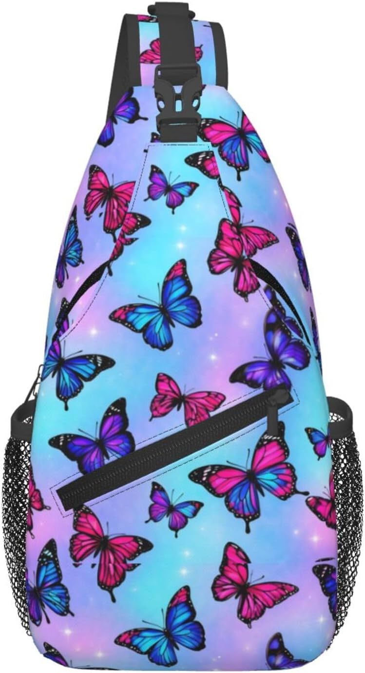Dreamy Cow on the Moon Cross Chest Bag Large Capacity Bag Travel Hiking Crossbody Bag Daypack for Women Men