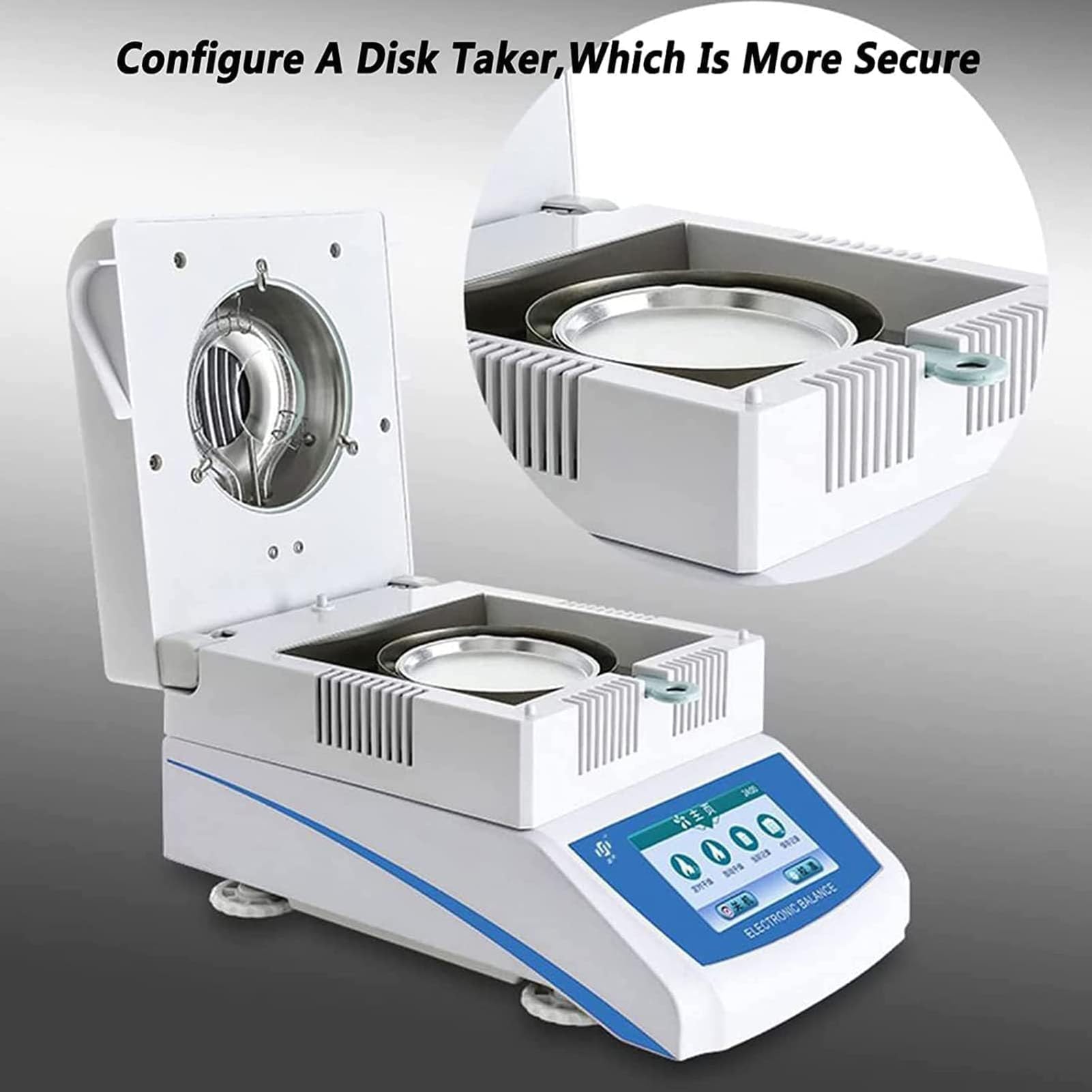 Medidor Electrónico de Humedad, Analizador Digital Humedad con Calefacción Halógena, Analizador de Humedad Halógeno para Pruebas de Humedad en Polvo, Hierbas, Té