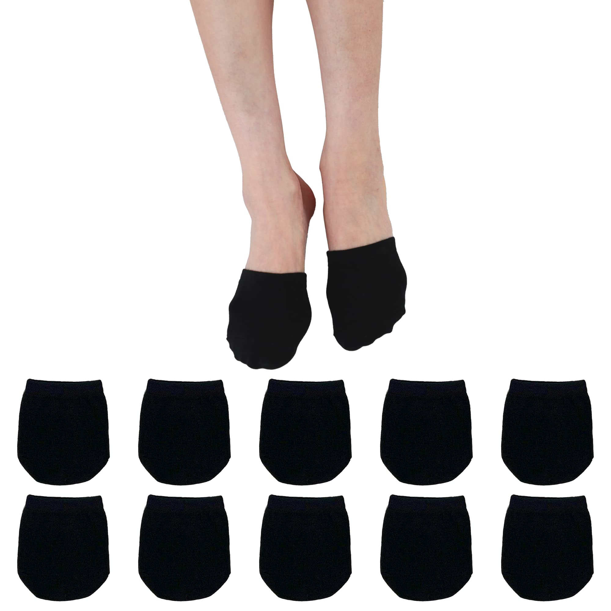 MARRON SMITH 5 Pairs Premium Cotton Mule Socks for Women – Well-Made Toe Topper No-Show Liner Socks, Comfortable, Durable, and Breathable Low-Cut Design (Black)